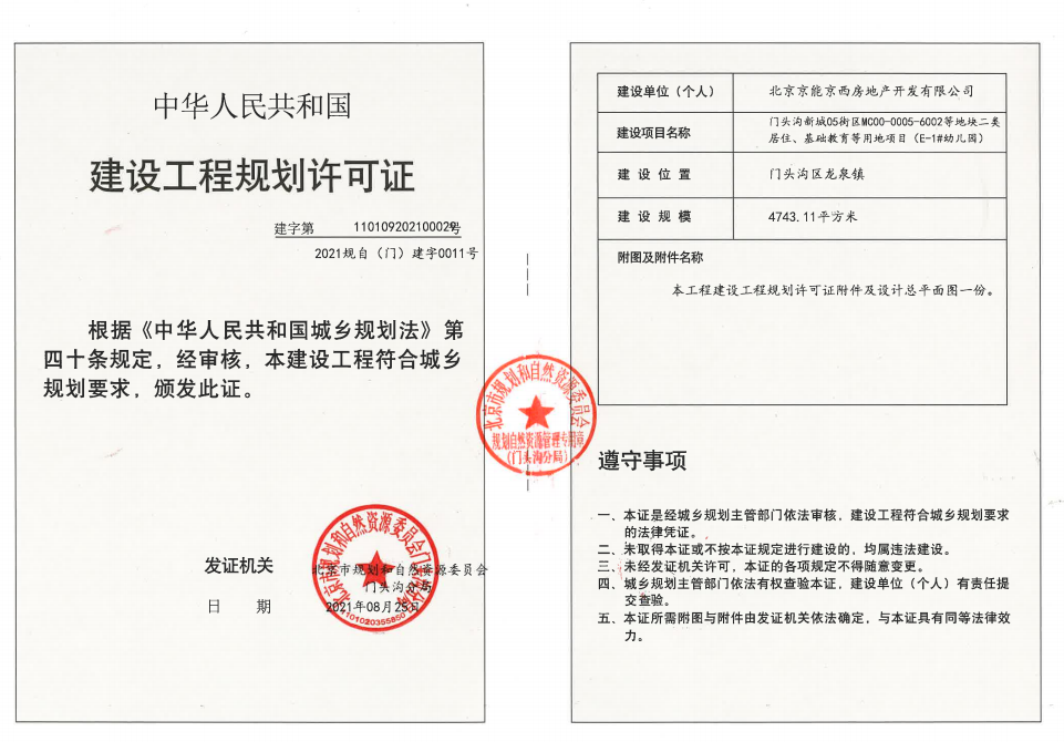 京能京西公司圆满取得项目全部地块建设工程规划许可证