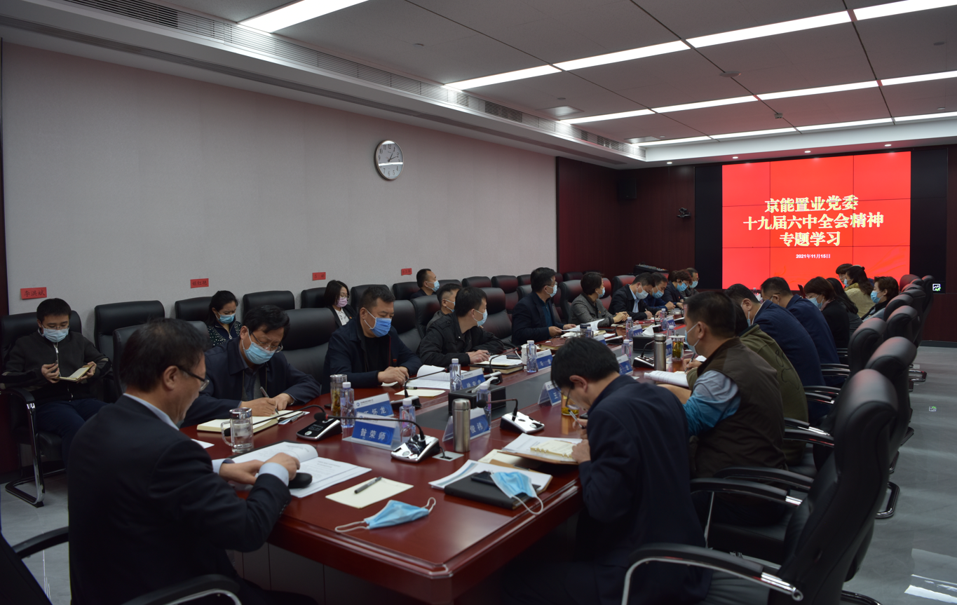 京能置业党委中心组专题学习讨论十九届六中全会精神，所属各党组织以多种形式学习贯彻全会精神